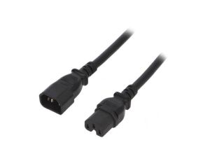 Kabel: 3x14AWG, IEC C14 męski,IEC C15 żeński, 5m, 15A LT-602+545 SJT 14/3 105C BLK 5M