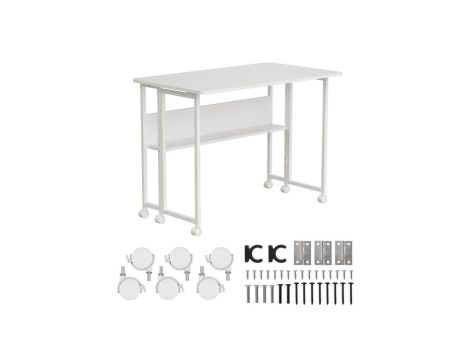 Składane biurko stolik Maclean, białe, mobilne, 100x58cm, max. 50kg, MC-126 W