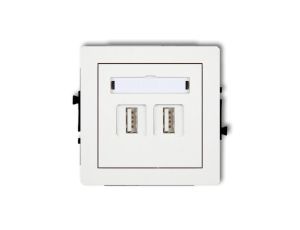 DECO Gniazdo USB 2.0 podwójne białe DGUSB-2
