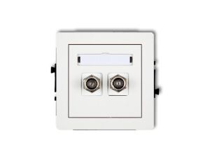 DECO Gniazdo satelitarne typ F podwójne białe DGF-2