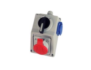 Zestaw instalacyjny gniazdo siłowe 5P + sieciowe 16A z przełącznikiem L-O-P IP54 C16-48.1N