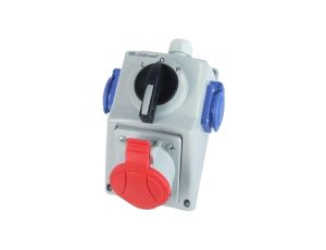 Zestaw instalacyjny gniazdo siłowe 5P 32A + 2x sieciowe 16A z przełącznikiem L-O-P IP54 C32-48.2N