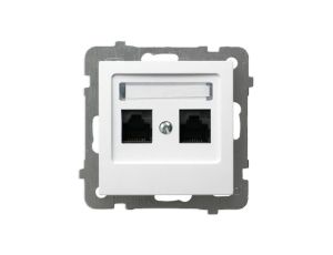 AS Gniazdo komputerowe 2xRJ-45 podwójne do ramki białe GPK-2G/K/m/00