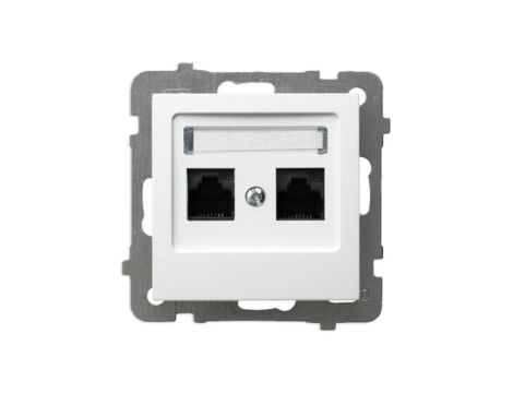 AS Gniazdo komputerowe 2xRJ-45 podwójne do ramki białe GPK-2G/K/m/00