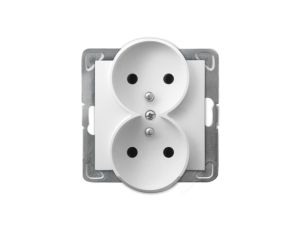 IMPRESJA Gniazdo podwójne z uziemieniem do ramki białe GP-2YRZ/m/00