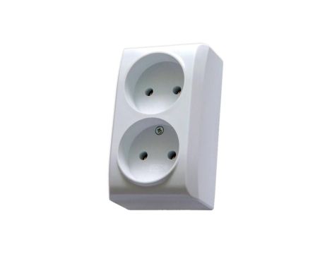 BIS Gniazdo podwójne natynkowe b/u białe GN-2B/00