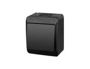 HERMES Łącznik pojedynczy/schodowy natynkowy IP44 czarny 0331-09