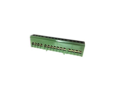 Zacisk przyłącz na TS35 izolowany ochronny PE 15-polowy 15x16mm2 zielony
