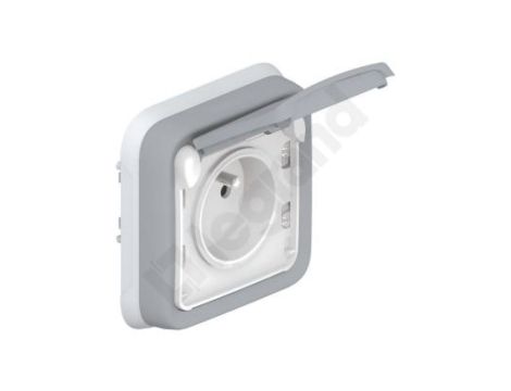 PLEXO55 Gniazdo z klapką z/u P/T szare 069831