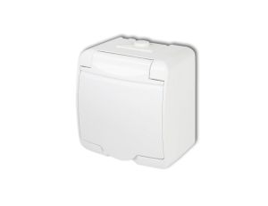 JUNIOR Gniazdo pojedyncze z klapką Z/U Z/P natynkowe IP54 białe GHE-1p