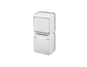 JUNIOR Gniazdo+łącznik pionowy biały WGHP-1