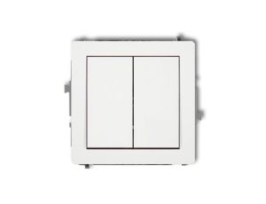 DECO Przycisk łącznik zwierny podwójny, 2-obwodowy do ramki biały DWP-44.2