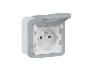 PLEXO55 Gniazdo z klapką N/T szare 069731