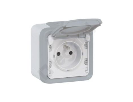 PLEXO55 Gniazdo z klapką N/T szare 069731