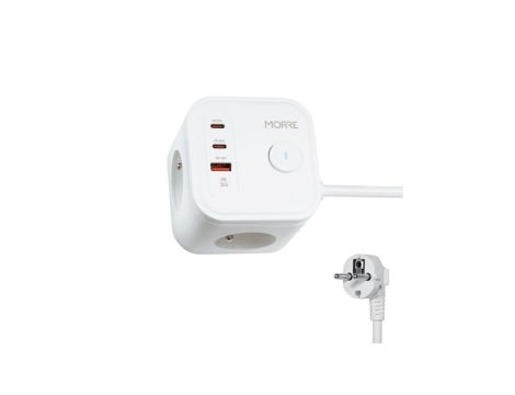 Przedłużacz siec CUBE 3G 2xUSB-C biała MORRE M404