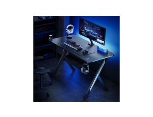 Biurko gamingowe NanoRS, czarne z uchwytem na słuchawki i kubek, podświetlenie RGB, max. 75kg, wymiary 1200x600x750mm, RS102