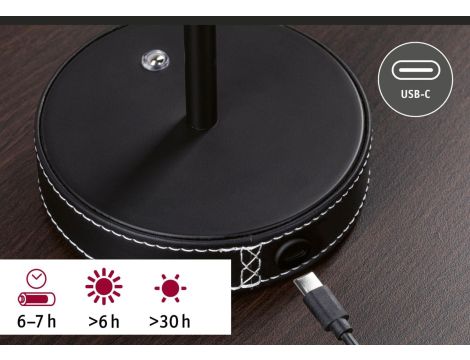 Lampka stołowa akumulatorowa PELLINI LED DIM USB-C 2W 300lm 3000/4000/6500K IP20 czarny matowy / materiał / metal - 4