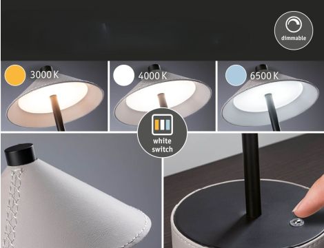 Lampka stołowa akumulatorowa PELLINI LED DIM USB-C 2W 300lm 3000/4000/6500K IP20 czarny matowy / materiał beż / metal - 4