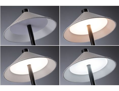 Lampka stołowa akumulatorowa PELLINI LED DIM USB-C 2W 300lm 3000/4000/6500K IP20 czarny matowy / materiał beż / metal - 2