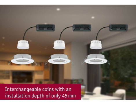 Zestaw wychylnych opraw wpuszczanych LED Nova Coin SH Zigbee RGBW  DIM okrągła 84mm 100° 3x6W 3x500lm 2200 - 6500 K IP23 230V Biały mat / aluminium - 5