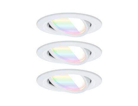 Zestaw wychylnych opraw wpuszczanych LED Nova Coin SH Zigbee RGBW  DIM okrągła 84mm 100° 3x6W 3x500lm 2200 - 6500 K IP23 230V Biały mat / aluminium - 2