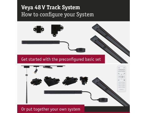 Łącznik szynowy L ściana sufit VEYA system 48V DC czarny matowy / tworzywo sztuczne - 4