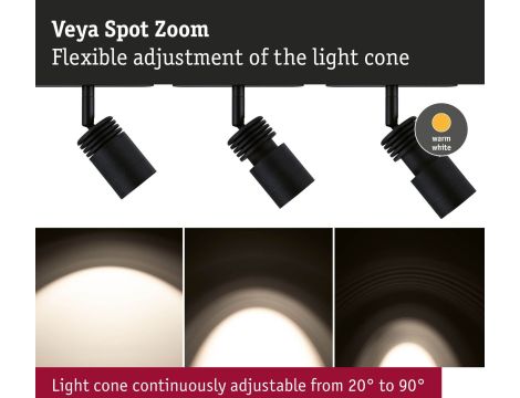 Reflektor na szynoprzewód VEYA ZOOM LED 5W 640lm IP20 3000K 48V DC czarny matowy / aluminium - 10