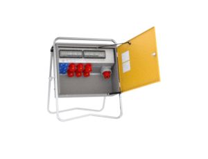 Rozdzielnica budowlana elBOX-M W63-004206 IP44 wtyk CEE 63A-5P gn: 6xGK 230V 16A 2xCEE 16A 4xCEE 32A 1xRCCB 6kA 77452012