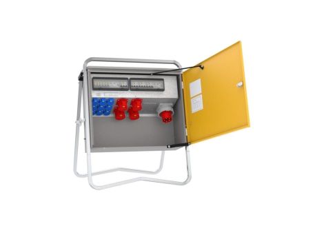 Rozdzielnica budowlana elBOX-M W63-002209 IP44 wtyk CEE 63A-5P gn: 9xGK 230V 16A 2xCEE 16A 2xCEE 32A 2xRCCB 6kA 77411212