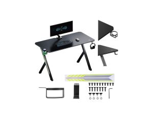 Biurko gamingowe NanoRS, czarne z uchwytem na słuchawki i kubek, max. 75kg, wymiary 1200x600x750mm, RS101