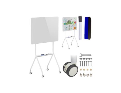 Mobilna tablica suchościeralna Ergo Office, orientacja pozioma, biała, jednostronna, z półką, wymiary tablicy 1190x790mm, ER-306
