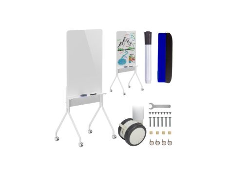Mobilna tablica suchościeralna Ergo Office, orientacja pionowa, biała, jednostronna, z półką, wymiary tablicy 1190x790mm, ER-305