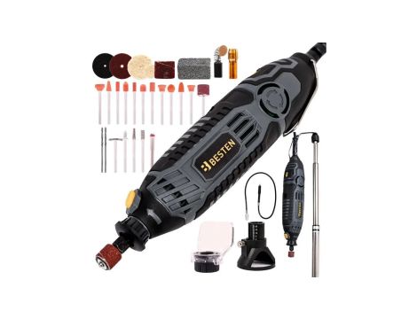 Mini szlifierka frezarka BESTEN BE-2889 200W 8-35 tys. obr./min 200 akcesoriów XXL statyw wałek giętki walizka