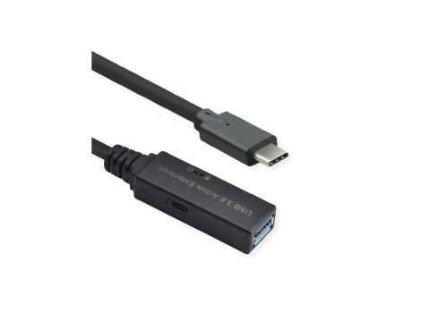 ROLINE Kabel USB 3.2 Gen 1 Active Repeater, typ A - C, czarny, 10 m
