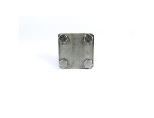 Złącze krzyżowe bednarka-bednarka z przekładką, 4xM8, nierdzewne