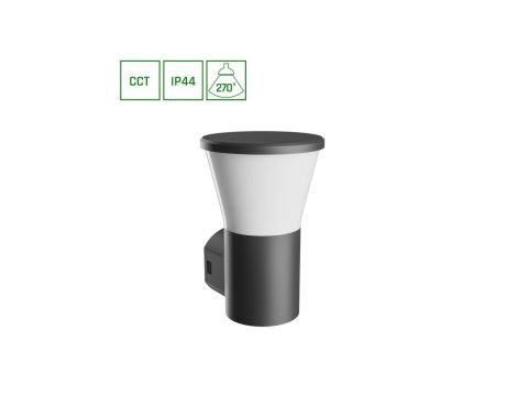 STELLA ROUND WALL GU10 6W CCT 230V 270ST IP44 IK08 155X160X230MM CZARNY OKRĄGŁA ELEWACYJNA