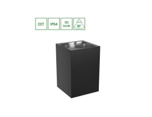 TORRE 9W CCT 230V IP54 99x78x117MM CZARNY KWADRATOWA ELEWACYJNA JEDNOKIERUNKOWE