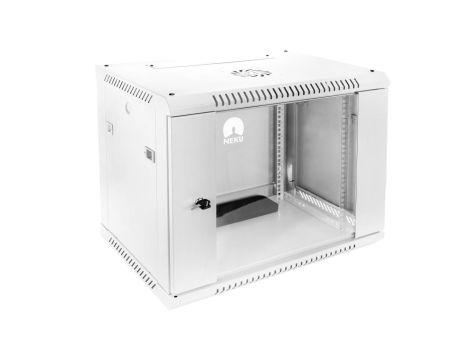 Szafa wisząca RACK 19 12U 450mm drzwi szklane biała NEKU TS BOX