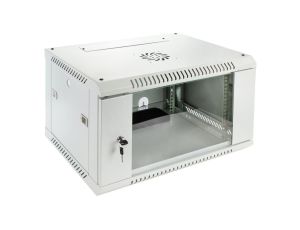 Szafa wisząca RACK 19 6U 350mm drzwi szklane szara NEKU TS BOX