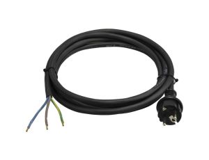 Przewód zasilający gumowy OW 3x2,5mm2 z wtyczką prostą 2P+Z Uni-Schuko czarny IP44 5m