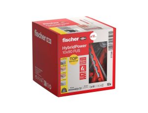 Kołki rozporowe uniwersalne HybridPower 10x90mm 2-składnikowe z łbem sześciokątnym TX40 / SW 13 7,0x89mm FISCHER 10szt