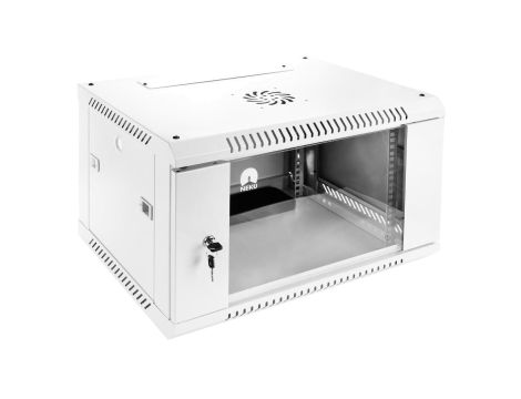 Szafa wisząca RACK 19 6U 600mm drzwi szklane biała NEKU TS BOX