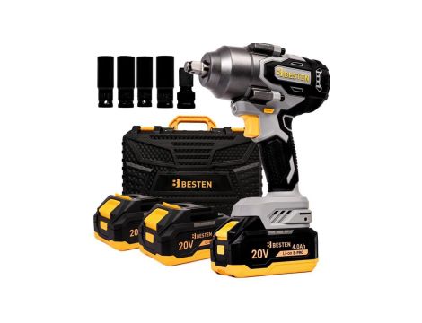 Klucz udarowy akumulatorowy BESTEN BE-2892 bezszczotkowy 20V 750 Nm 3 biegi, Smart-Loosening, 2x4.0Ah B-PRO, LED, walizka