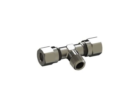 Adapter gwintowany teowy typu gwint – rura Żeńska BSP 1/4 BSP Wciskane 8 mm RS PRO Adapter gwintowany teowy 1/4 in Male