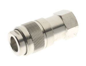 Adapter gwintowany prosty gwint – rura BSP 1/4 żeńskie BSP 1/4 żeńskie RS PRO Złączka prosta 1/4 in BSP Female