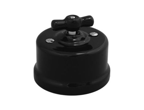 Łącznik do sterowania roletami obrotowy natynkowy Retro ceramic 10A-250V~, czarny