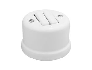 Łącznik podwójny schodowy natynkowy Retro ceramic 10A-250V~, biały