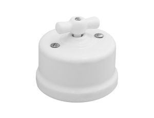 Łącznik do sterowania roletami obrotowy natynkowy Retro ceramic 10A-250V~, biały