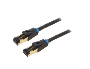IKABJ Patch cord S/FTP Cat 8 OFC PVC czarny 5m Pokrycie: złocony