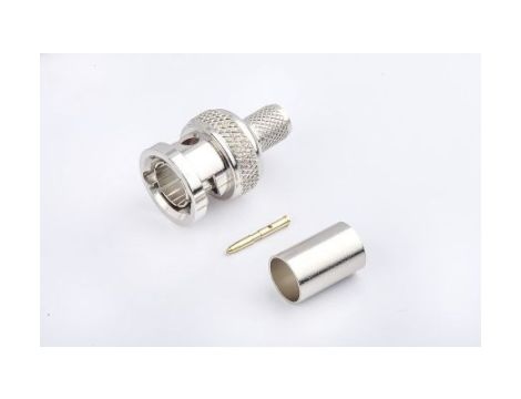 Przejściówka do złączy BNC, 75, 6GHz, Męski, Połączenie zagniatane, Montaż na kablu +165C -65C